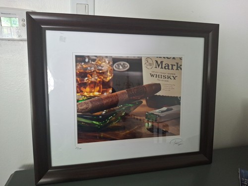 Signed #'d American Artist Photo. Paint. Modern Cigar Whiskey Framed Picture Bar - Picture 2 of 16