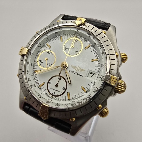 SWISS BREITLING CHRONOMAT 81950 CHRONOGRAPH STEEL/GOLD AUTOMATIC MEN'S WATCH.