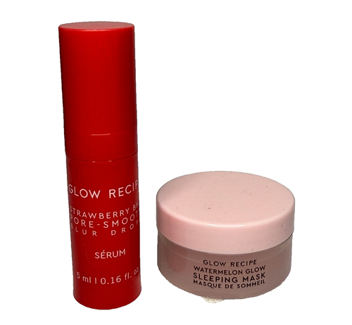 GLOW RECEPT - Strawberry Pore-Smooth Blur Drops Serum + Watermelon Sleeping Mask