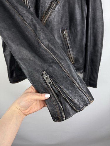 Bolongaro Trevor Men’s Leather Distressed Biker Jacket Size L - Picture 11 of 24