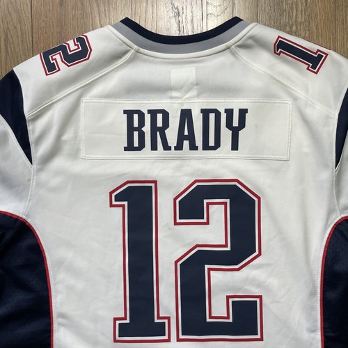 Nike New England Patriots NFL Jersey Men's SZ L White Tom Brady STAINED Y2K - Picture 12 of 16