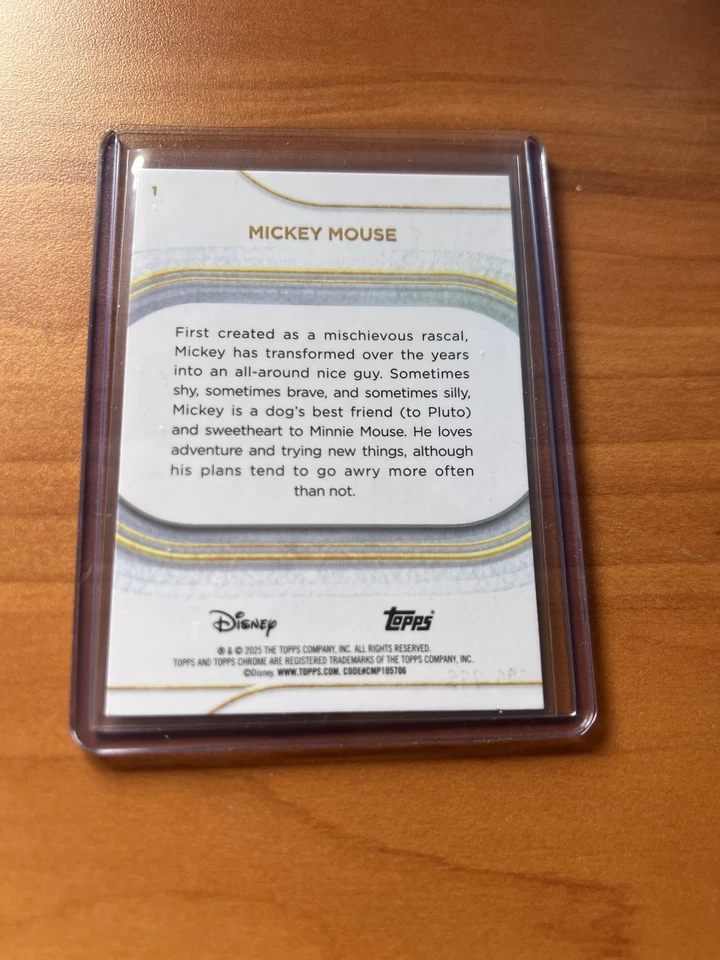 2025 Topps Chrome Disney Mickey Mouse Teal Refractor /299 #1 - Image 3 of 3