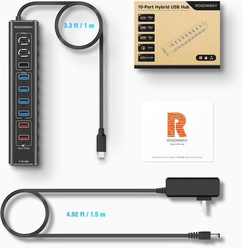 10-Port USB Hub with Fast Charging Ports - Picture 10 of 10