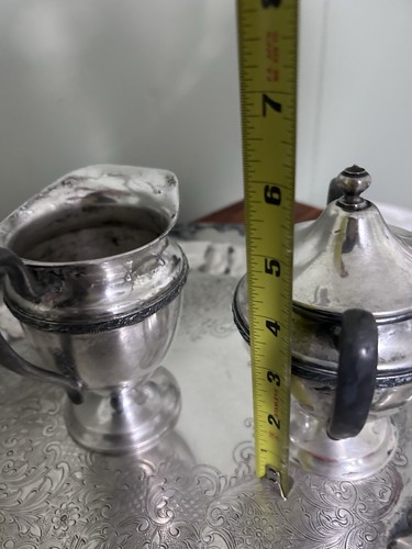 Vintage Silber über Kupfer großes Tablett, Zucker und Milchkännchen - Bild 20 von 24