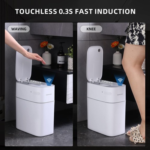 Small Bathroom Trash Cans with Lids,Motion Sensor Bathroom Trash Can,Narrow W... - Picture 9 of 9