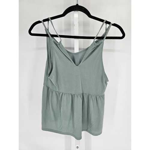 American Eagle Womens Sz S Babydoll Sleeveless Blouse Sage Green V Neck Tank - Picture 2 of 4