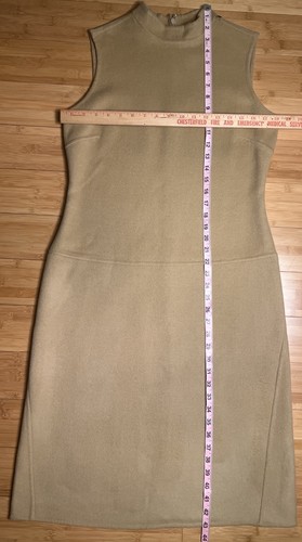 Kenar WomensNeutral Minimalist Crêpe/Tan Wool Blend Sleeveless Midi Dress|Size:8 - Picture 10 of 20