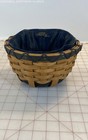 Longaberger Round Basket W/Striped Cloth Lining