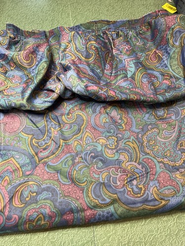 Vintage Retro Paisley Blue Shower Curtain USA Ruffle Green Pink Flower Power 70s - Picture 14 of 16
