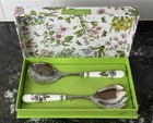 Portmeirion Botanic Garden Salad Servers Porcelain & Stainless Steel in Gift Box