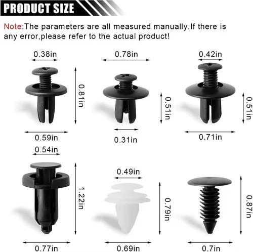 KIT 100 CLIP RIVETTI FISSAGGIO PLASTICA UNIVERSALI PER PORTIERE PARAURTI CARENE - Foto 4 di 10