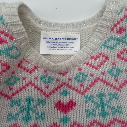 Set of Two Build a Bear Workshop Dress Pink Heart Fair Isle Tulle - Picture 6 of 7