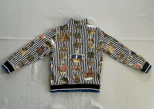 DOLCE & GABBANA Kids BOYS BLACK & WHITE STRIPED ROYAL CROWN JACKET SZ 6 Preloved - Picture 8 of 9