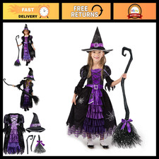 Fairytale Witch Costume Deluxe Set for Girls - Cute Witch Outfit with Broom