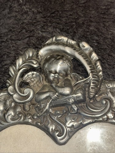 Vintage Heart Shaped Photo Picture Frame 6”x 8” Total Fine Pewter Silver - Picture 2 of 7