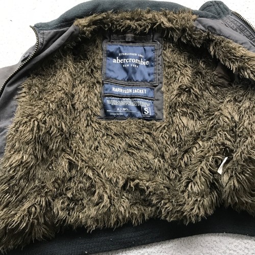 Abercrombie & Fitch Sherpa Military Bomber Jacket Girls Youth S Pockets Black - Picture 6 of 8