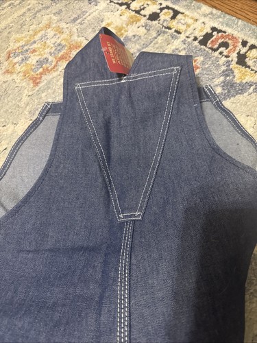 Red Kap Men's Denim Bib Utility Overalls 36x28” Blue Jeans Cargo Pockets New - Picture 10 of 14