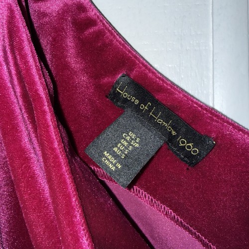 House Of Harlow 1960 Damen One Shoulder Samt Rüschen Kleid Lila Größe Small - Bild 4 von 5