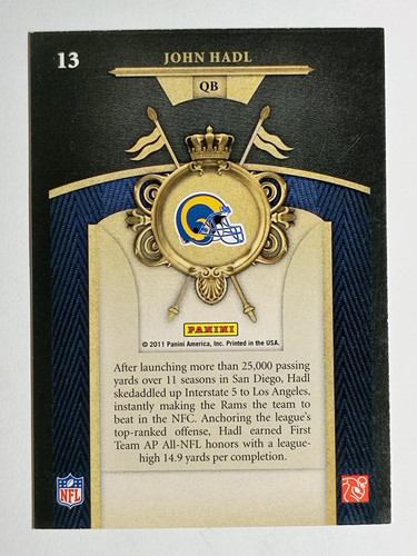 2011 Crown Royale Royalty #13 John Hadl - Picture 2 of 2
