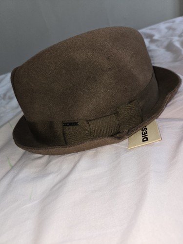 NWT Diesel Vintage 100% Wool Fedora Hat In Brown For Womens - Picture 2 of 11