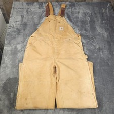 Carhartt 6FBQZ Overall Quilt Lined Canvas Bib Workwear 40x32 USA Union Distress