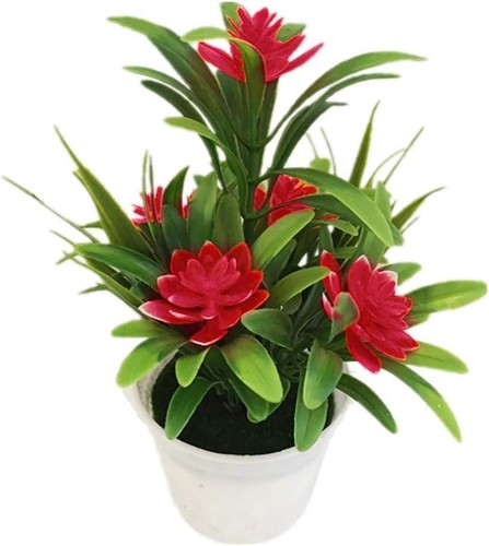 Flor de loto artificial roja falsa planta en maceta bonsai plantas sintéticas flores boda... - Imagen 1 de 6