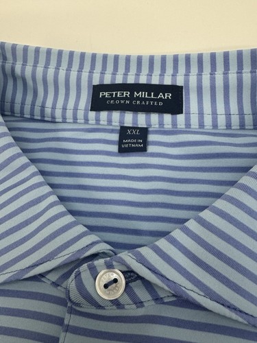 Neu mit Etikett Peter Millar Sawyer Performance Jersey Golf Polo-Shirt blau gestreift XXL 115 $ - Bild 2 von 9