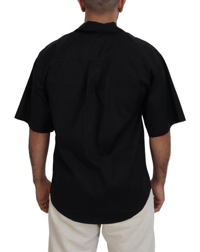 Dsquared² Black Cotton Collared Logo Print Short Sleeve Men's Shirt Authentic - Picture 3 of 5