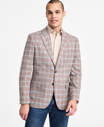 Nautica Mens Modern fit Sport Coat Blazer 48 L Beige Plaid