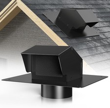 4 Inch Roof Vent Cap Bathroom Exhaust with Damper & Sealed Black 