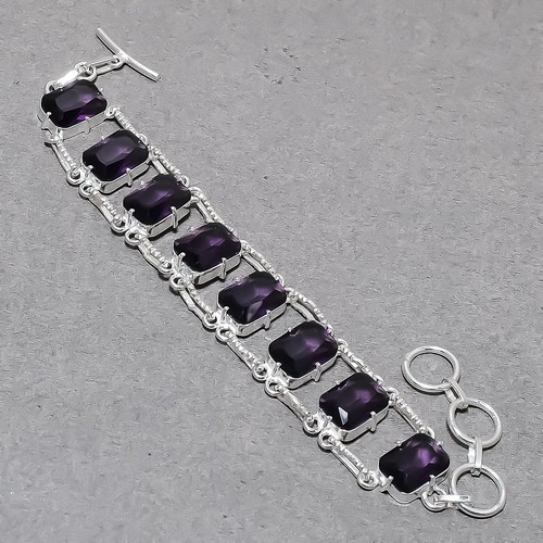Afrikanischer Amethyst Edelstein Armband Kissenform verstellbar Kette Schmuck... - Bild 2 von 7
