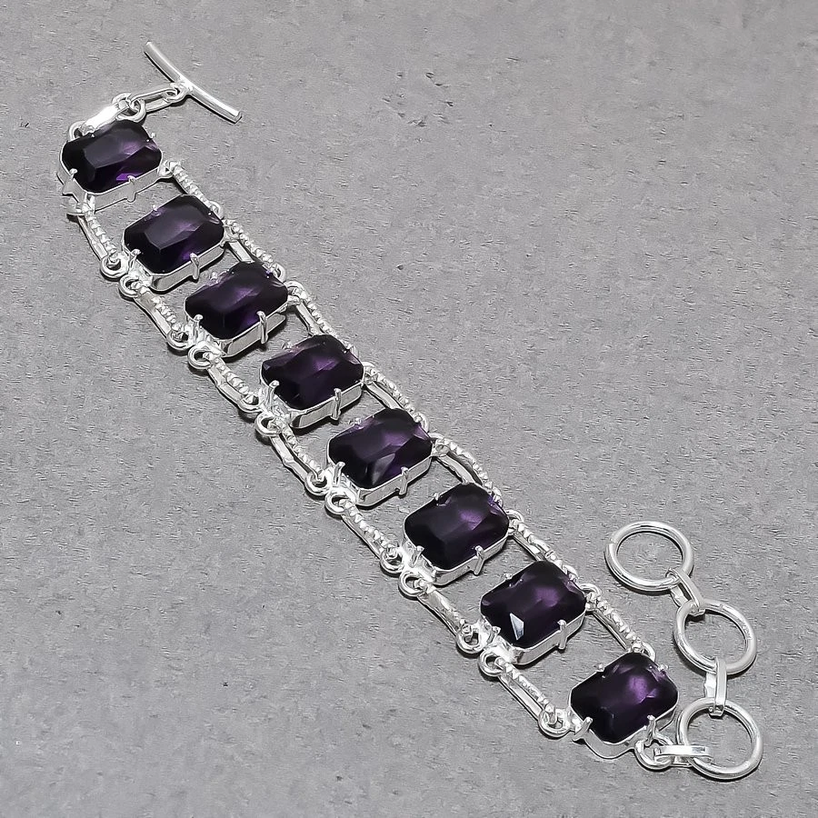 Afrikanischer Amethyst Edelstein Armband Kissenform verstellbar Kette Schmuck... - Bild 2 von 4