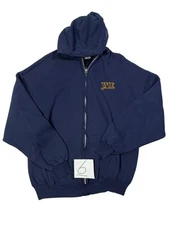 Vintage Yale College Jerzees Hoodie Mens XL Blue Fleece Lined Full Zip