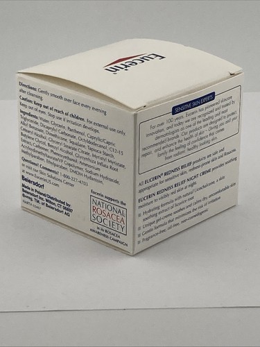 1) Eucerin Redness Relief Night Creme Cream 1.7oz DISCONTINUED Sealed - Afbeelding 12 van 14
