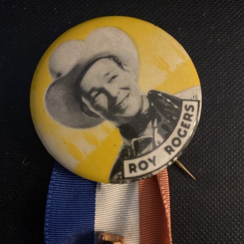 Vtg Roy Roger Button Red White Blue Ribbon W/ Copper Boot Pin - Picture 2 of 14