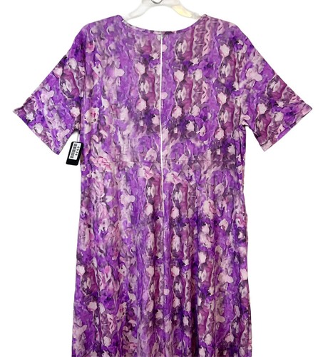 NWT Womens Purple Print Short Sleeve Pocket Dress / 3XL - Picture 4 of 8