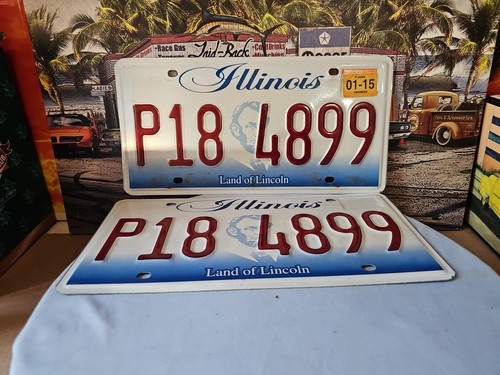 Vintage Illinois 2015 License Plate Set Man Cave Collector Wall Decor - Picture 7 of 7