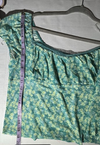 Neu mit Etikett Y2K Floral Milkmaid Top XL transparente Ärmel Boho Cottagecore feengrün - Bild 7 von 10
