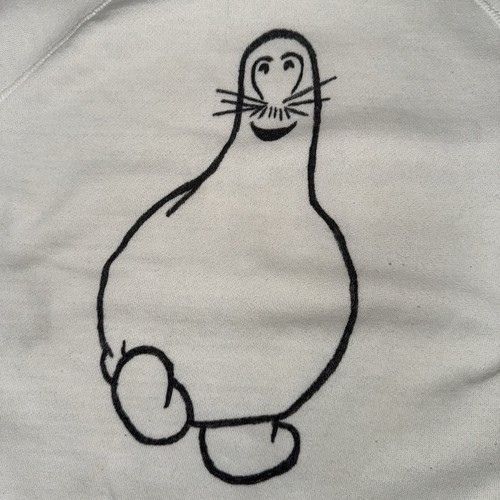 Vintage 70s Hand Drawn Bowling Pin Pop Art Sweatshirt White Medium Rare - Picture 2 of 5