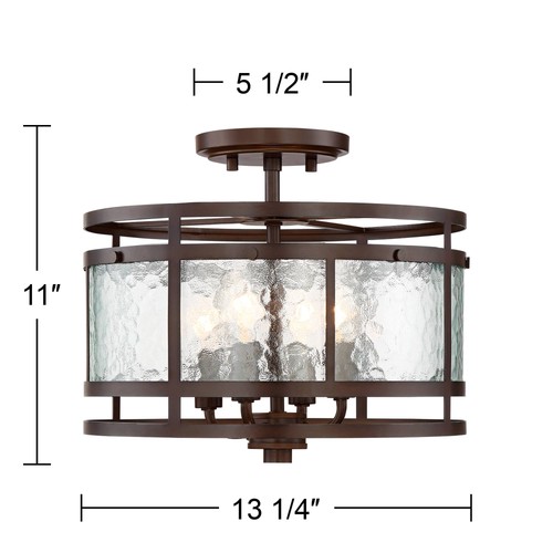 Elwood Modern Ceiling Light Semi Flush Mount Fixture 13 1/4" Gold Bronze Glass - Picture 4 of 7