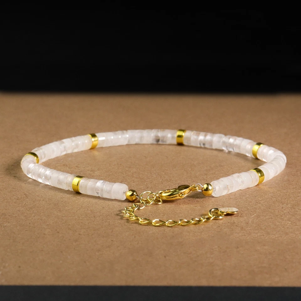 Clear Quartz Bracelet White Stone Crystal Jewelry Adjustable Gold-Plated Chain - Image 4 of 4