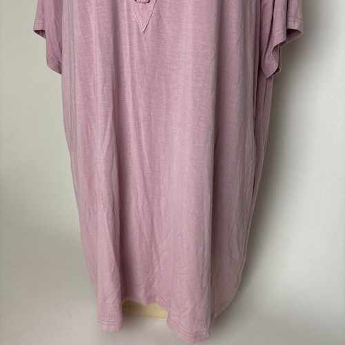 Entro Womens sz 1X Top Lace up deep v-neck short sleeve stretchy New light pink - Picture 3 of 13