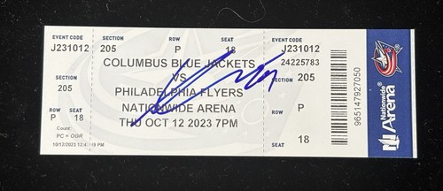 Adam Fantilli Signed NHL Debut Ticket/1st Point 10/12/2023 PHI vs CBJ MT 🏒 - Picture 1 of 2