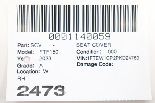 2023 FORD PICKUP F150 Seat Cover Rh Ml3z-1561198-aa - Picture 14 of 14