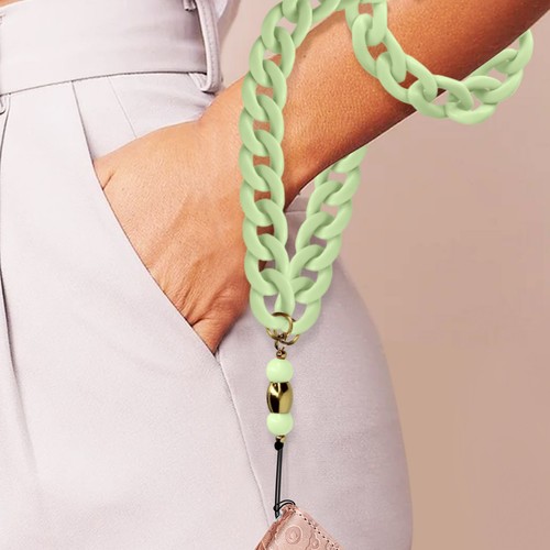 Gioiello da telefono universale catena cubana piatta verde 90 cm con laccetto - Photo 3/6