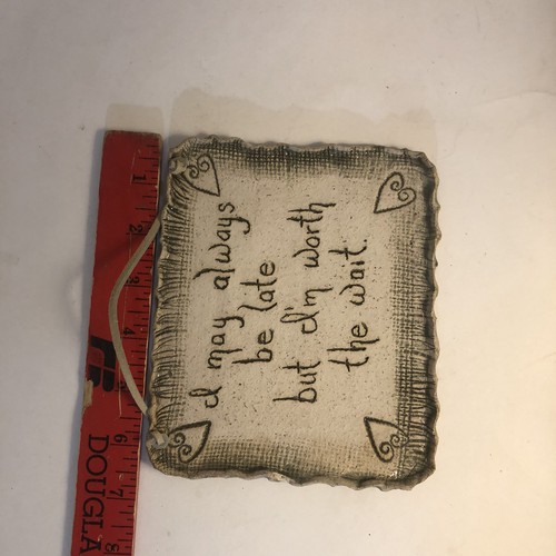 Ann Humbert Wall Decor “Late..Worth The Wait” Pottery Wall Plaque Art Handmade - Picture 2 of 3