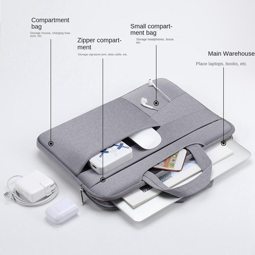 14 Zoll Laptophülle Tasche zum Tragen eines 14 Zoll Laptops grau F9C76672 - Bild 5 von 6