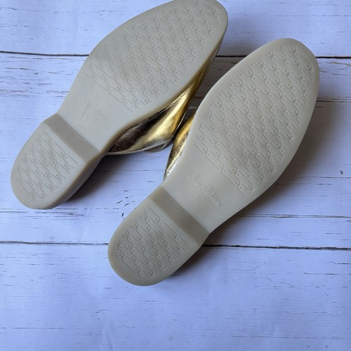 Sam Edelman Kira Gold Pantoletten Bit Flats Gr. 7,5 Damen Gold Leder Slipper NEU - Bild 5 von 10