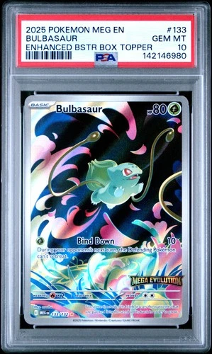 2025 POKEMON MEG EN-MEGA EVOLUTION ENHANCED BOOSTER BOX TOPPER BULBASAUR PSA 10