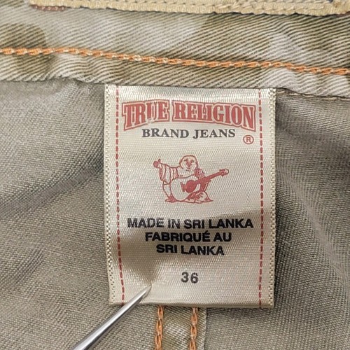 True Religion Men 36 (Actual 39) 12" Inseam Raw Hem Camo Cargo Shorts Distressed - Picture 17 of 20